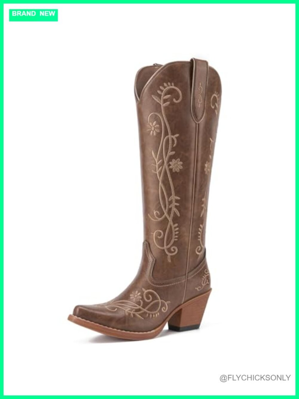Rollda Cowboy Boots Women Knee High Western Snip Toe Comfort